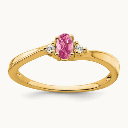 Tourmaline and Diamond Ring, 14K Pink