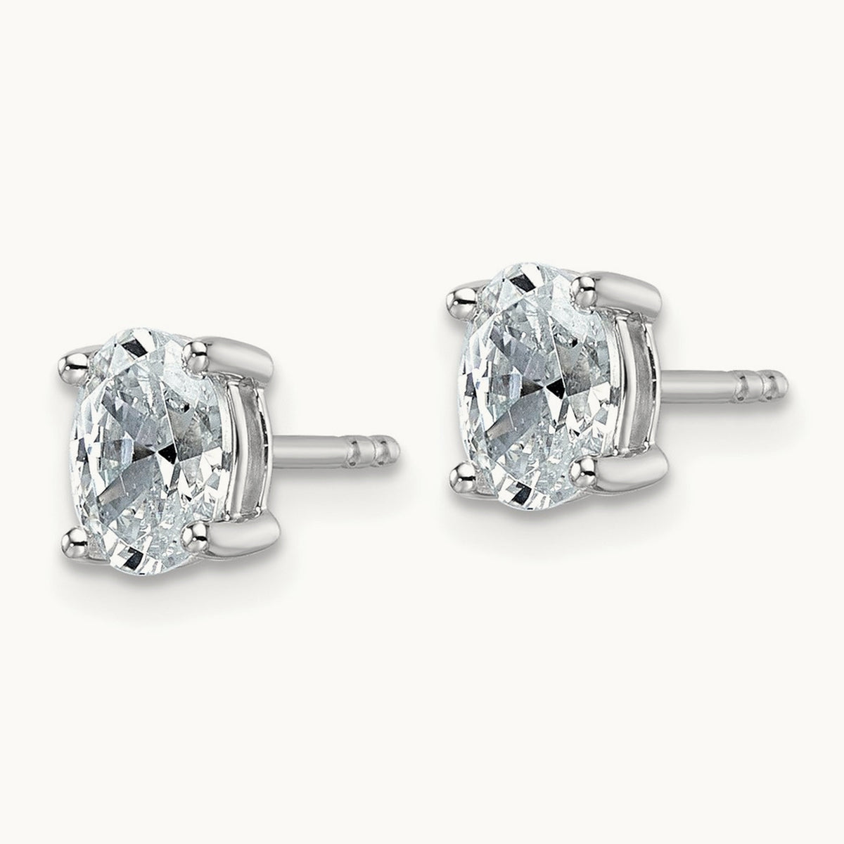Oval Four-Prong Stud Earrings, 0.50-6.00 ct tw Lab-Grown Diamond — 1 ct, 14K White Gold