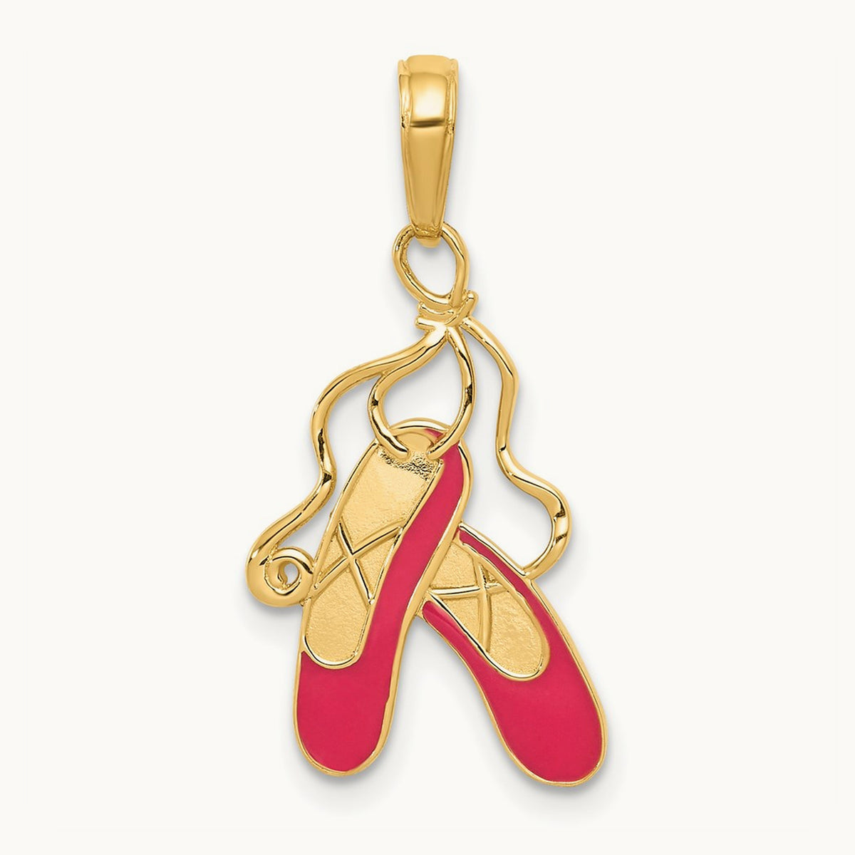 Enameled Ballet Slippers Charm, 14K