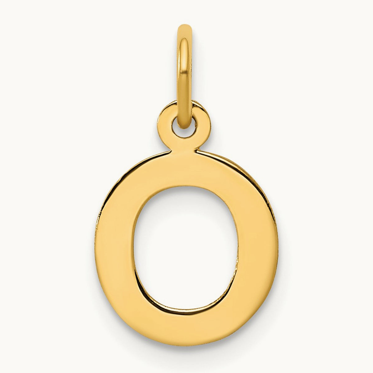 Small Block Initial Charm — 14K Yellow Gold, O
