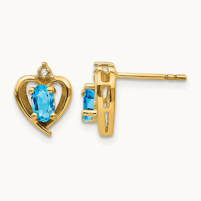 Blue Topaz and Diamond Heart Earrings — photo set