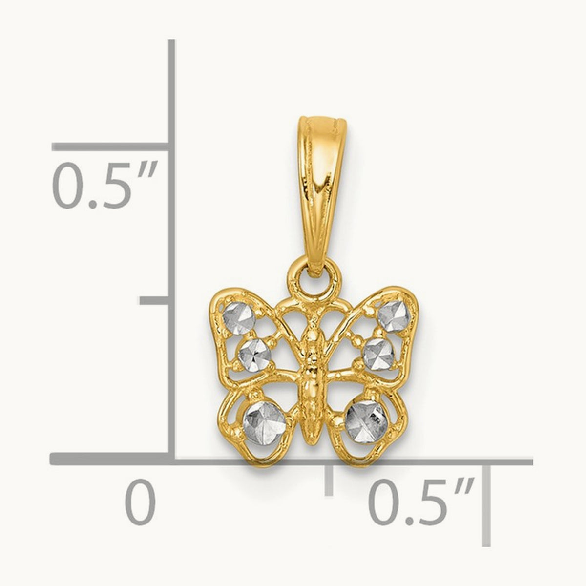 Polished Butterfly Charm, 14K with White Rhodium