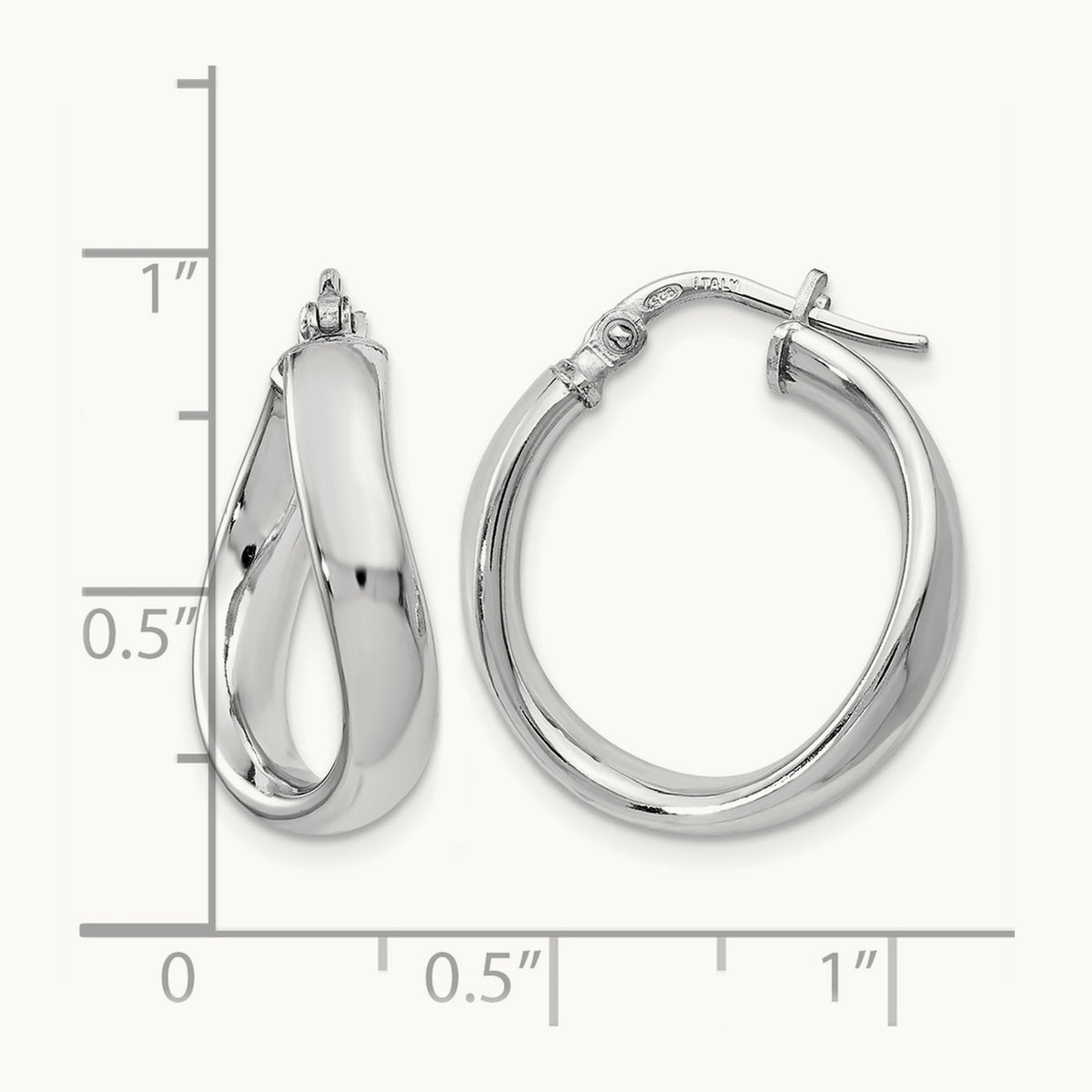 RH-plated Polished Twisted Hoop Earrings, Sterling Silver — Leslie's