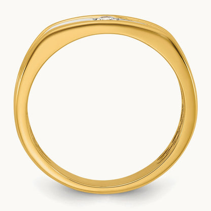 w/White Rhodium IB Goodman Mens Complete 1/10ct Diamond Ring, 14K Yellow Gold
