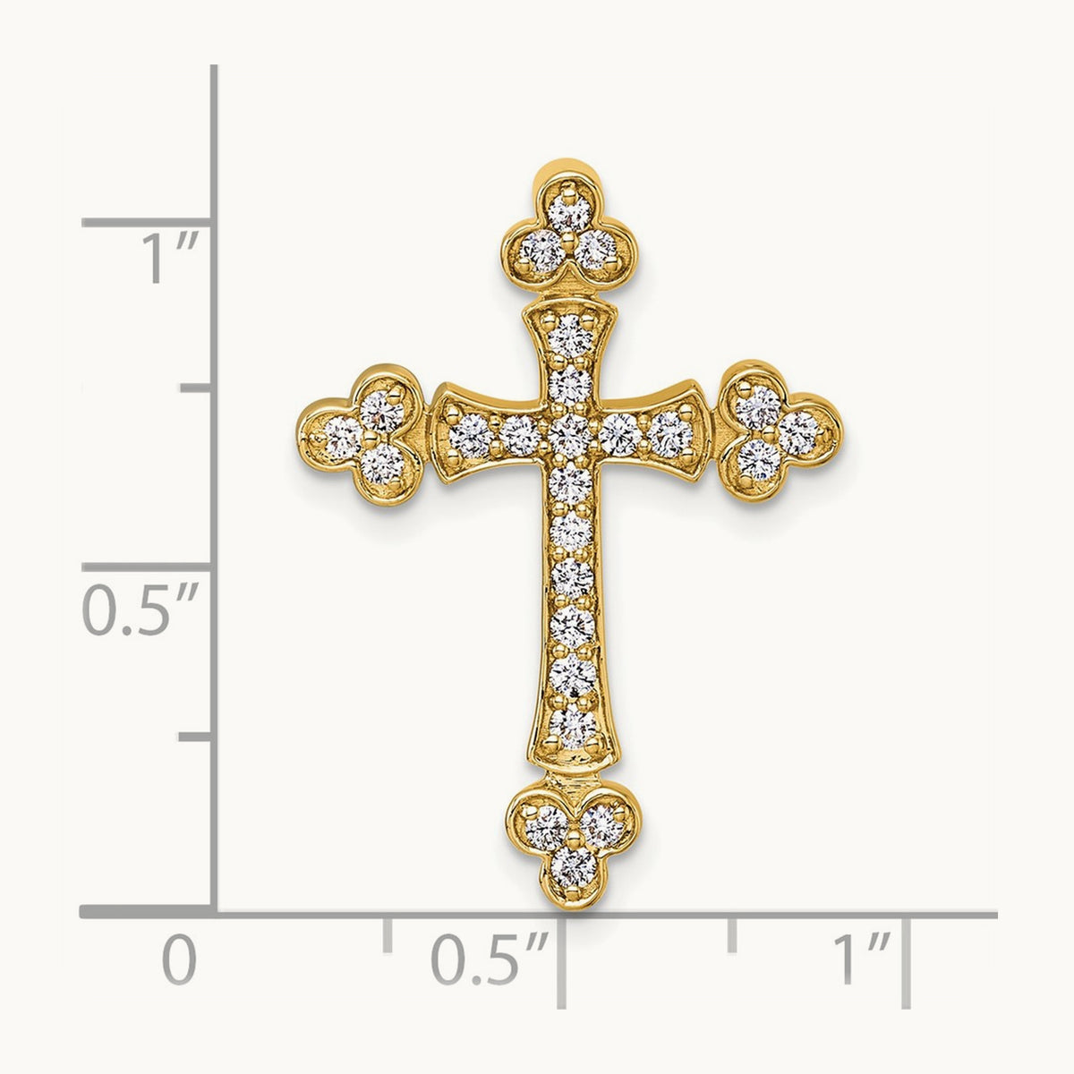 Diamond Budded Cross Chain Slide — 14K Yellow Gold, 29mm