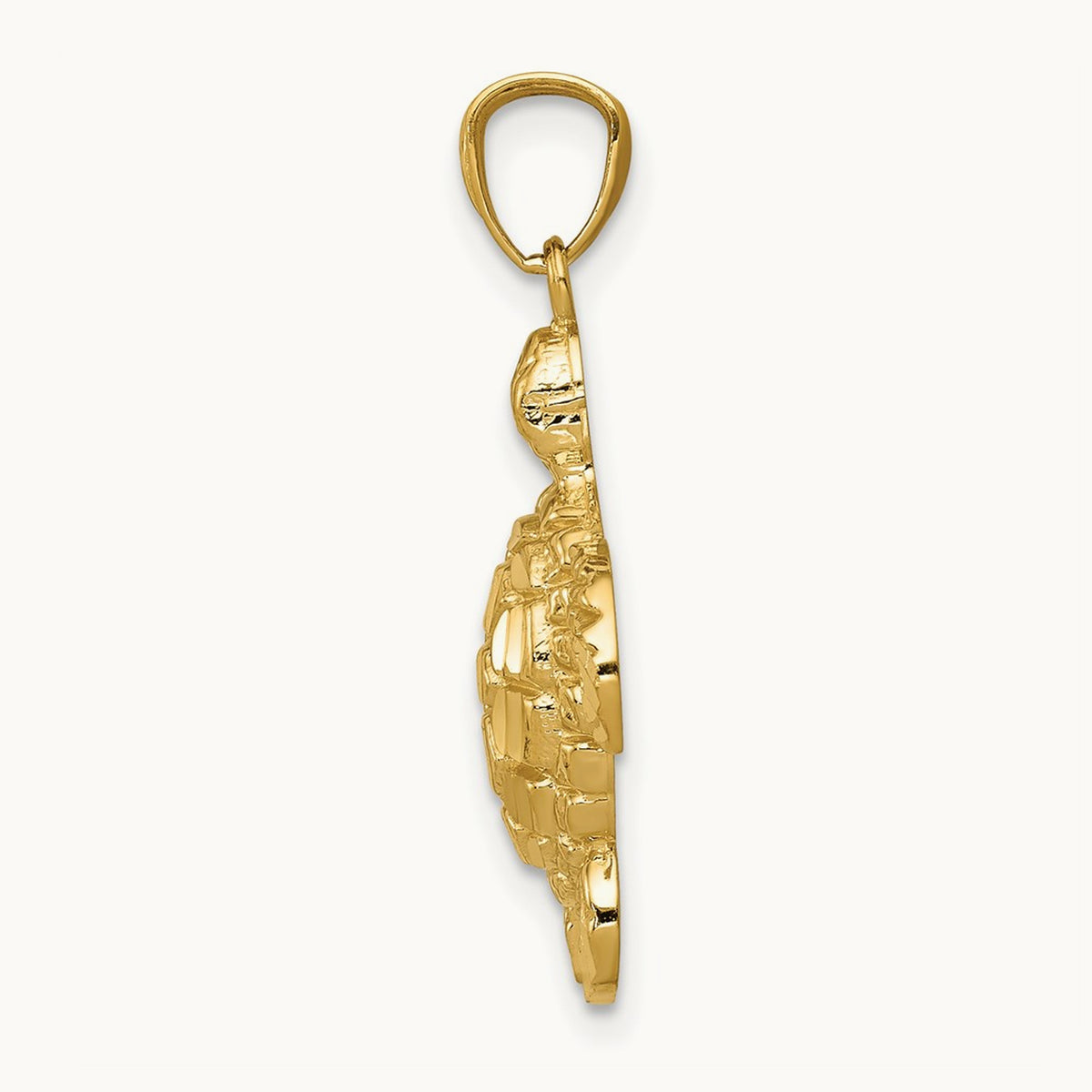 Diamond-cut Polished Sea Turtle Pendant — 14K Yellow Gold