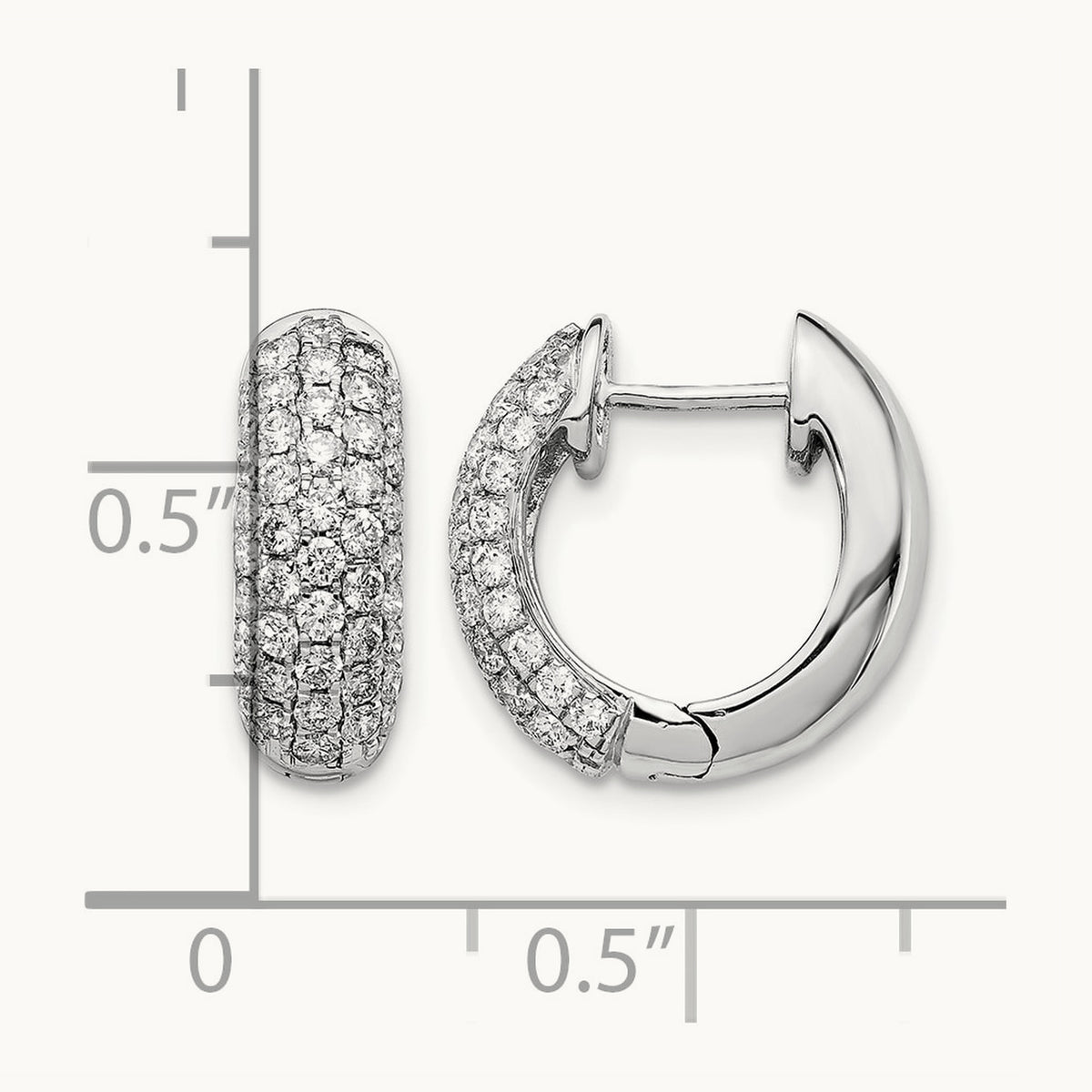 Diamond Hinged Hoop Earrings, 14K White Gold