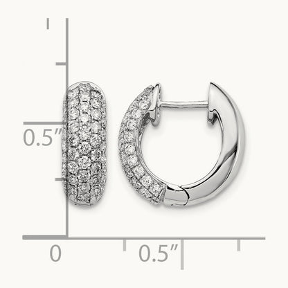 Diamond Hinged Hoop Earrings, 14K White Gold