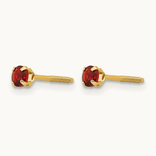 Madi K Garnet Earrings, 3mm, 14K