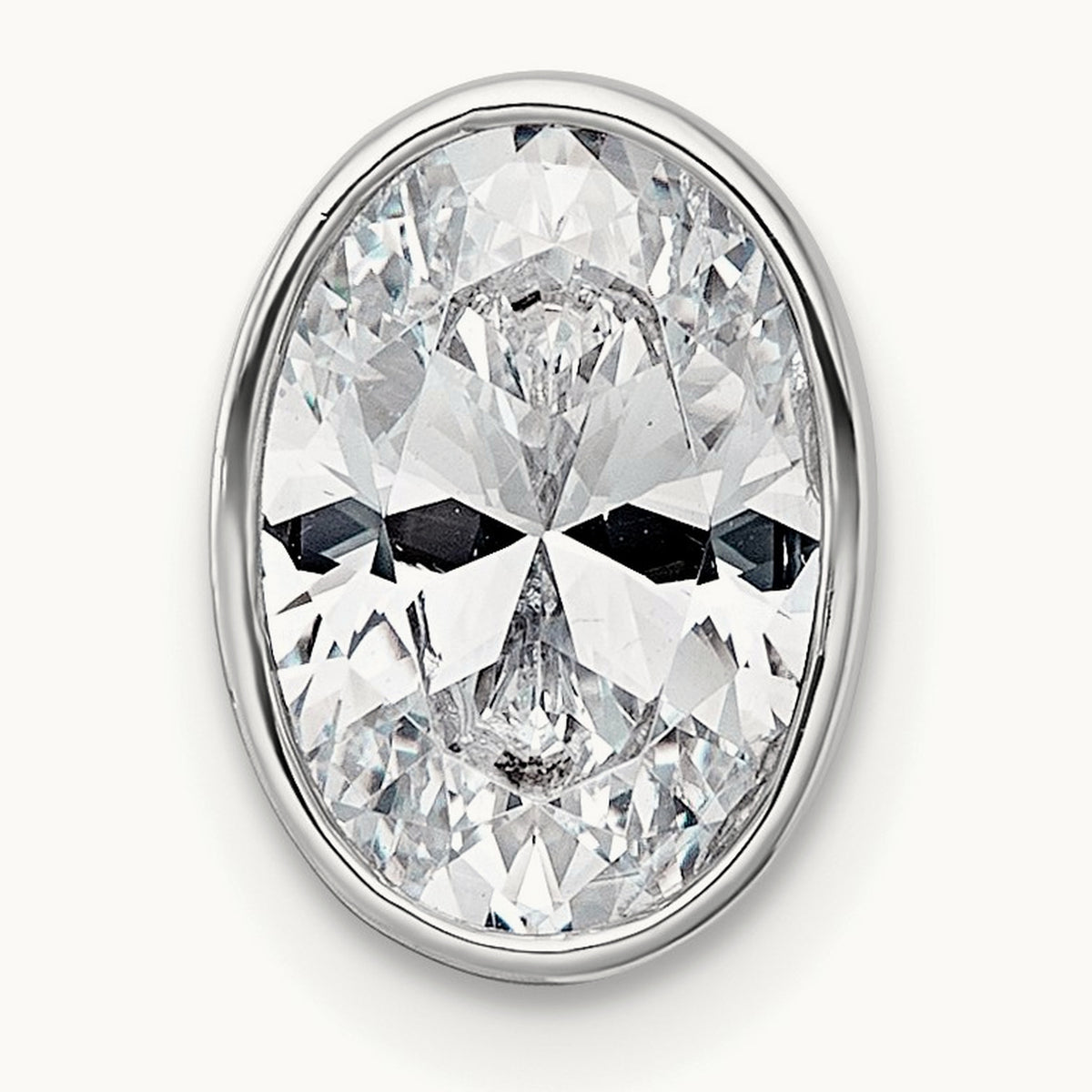Oval Bezel Set Chain Slide Pendant, 0.25-3.00 ct tw Lab-Grown Diamond — 2 ct, 14K White Gold