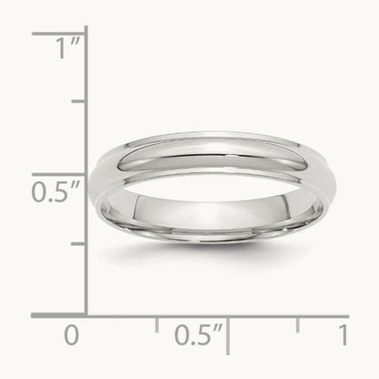 Half Round with Edge Band, 4mm, 10K White Gold