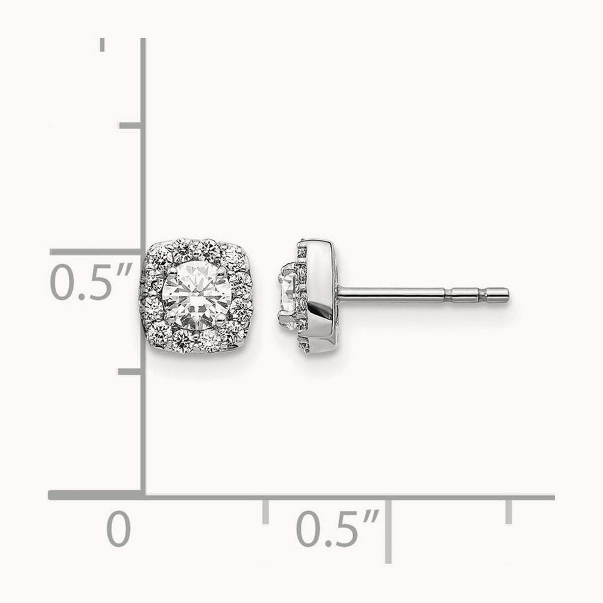 Square Cluster Diamond Earrings, 14K White Gold