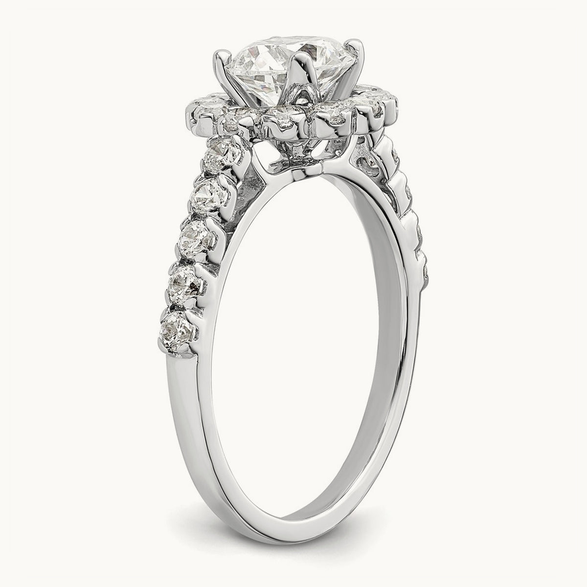 Round Halo Semi-Mount Engagement Ring, 0.75 ct tw