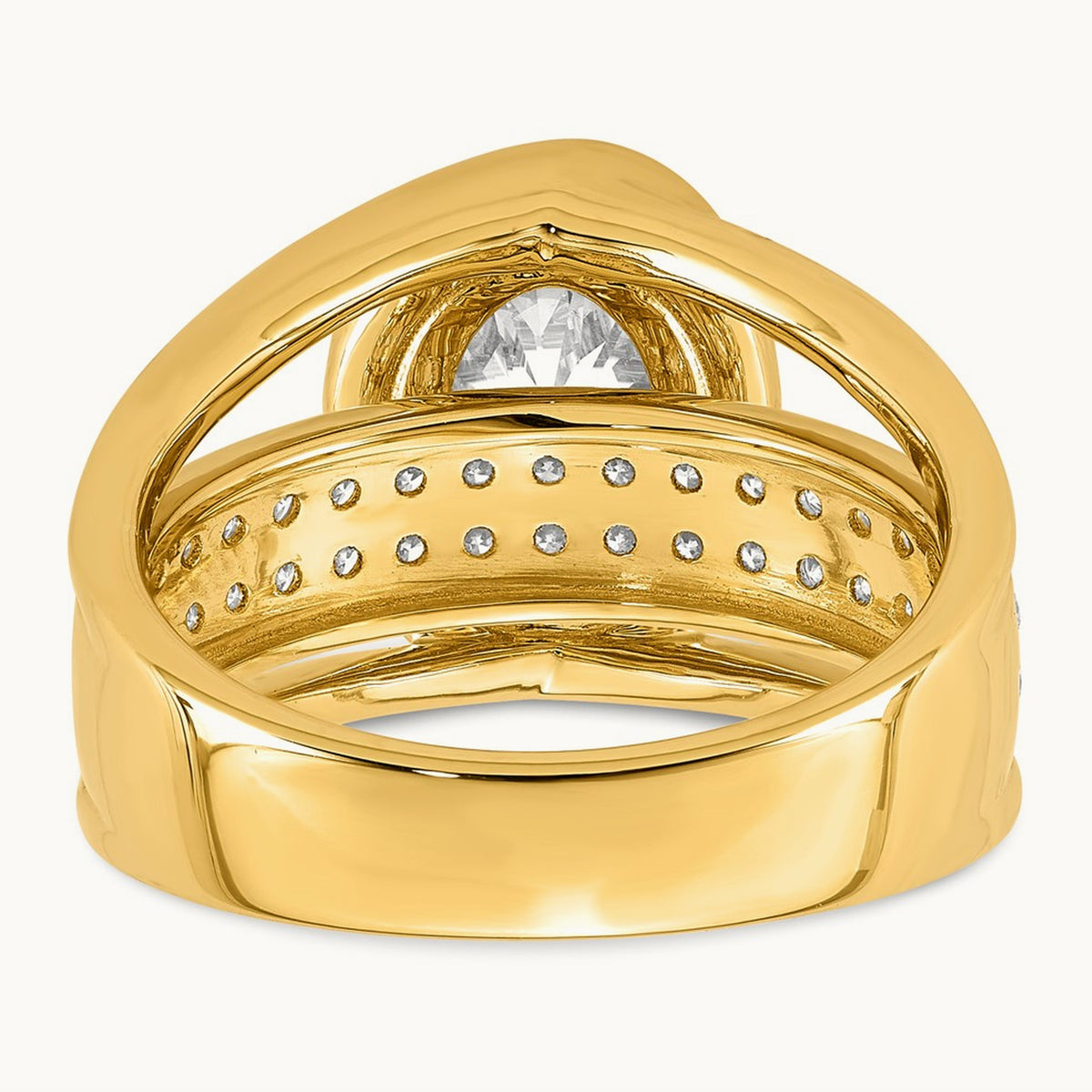 Certified Oval Center Lab Grown Diamond VS+ F+ Ring, 14K Yellow Gold
