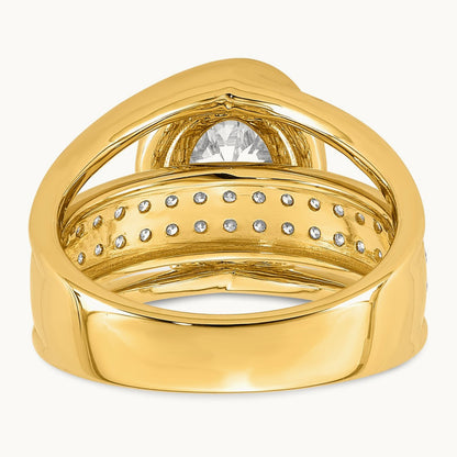 Certified Oval Center Lab Grown Diamond VS+ F+ Ring, 14K Yellow Gold
