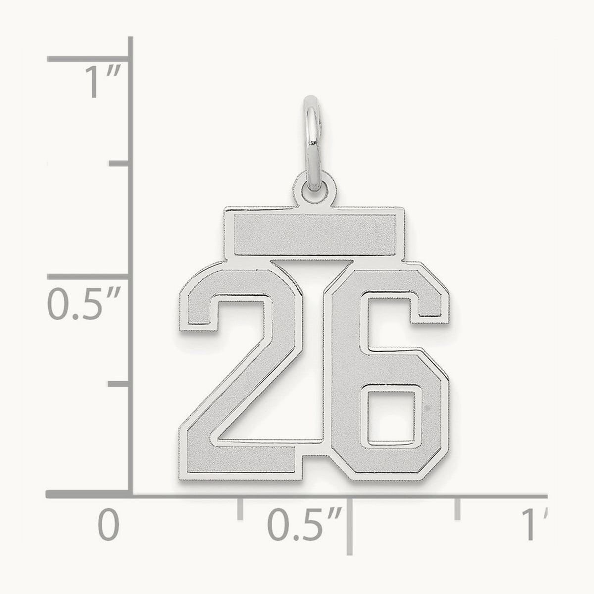 Small Satin Number 26 Charm — 14K White Gold
