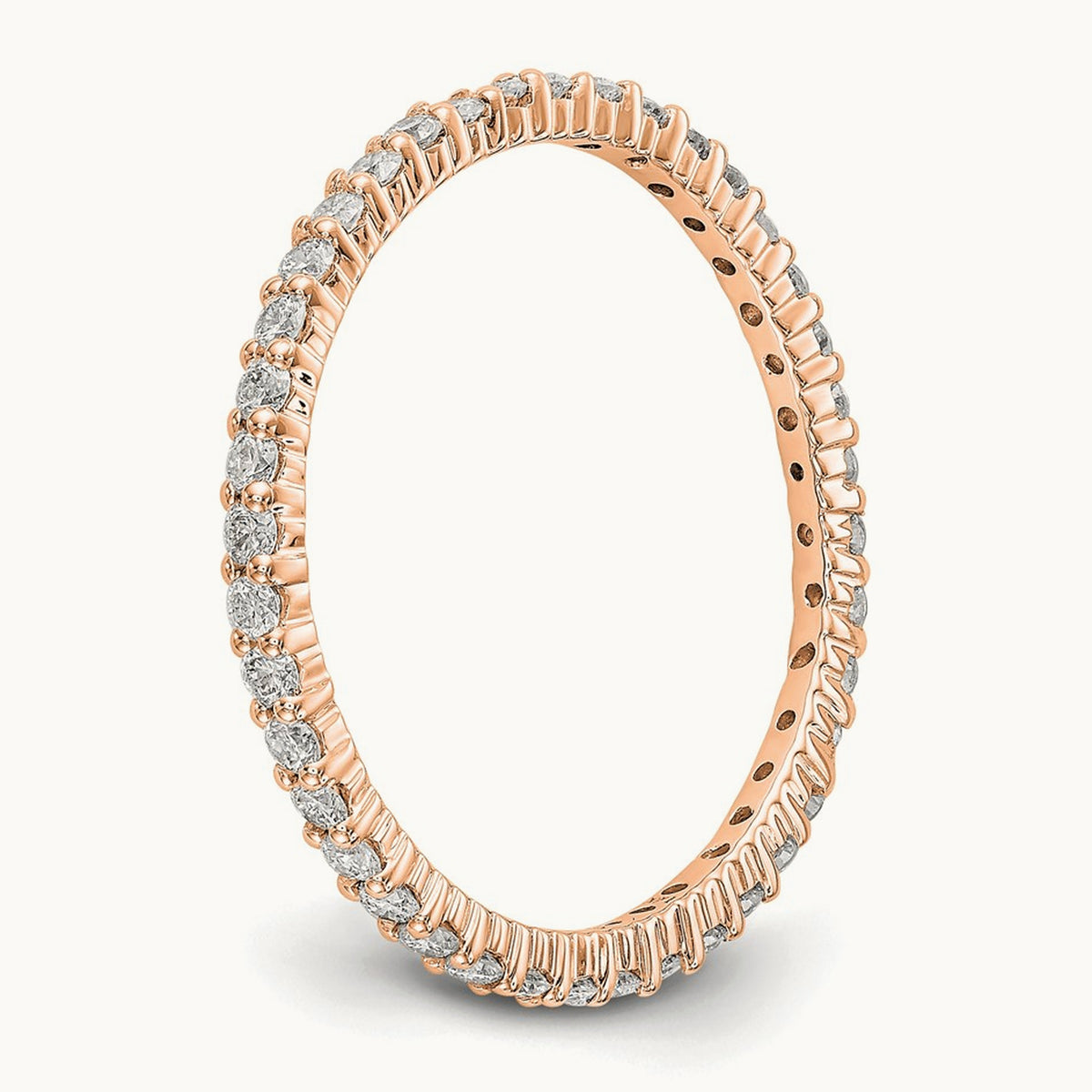 Polished Shared Prong Diamond Eternity Band — 14K Rose Gold, 0.5 ct (4)