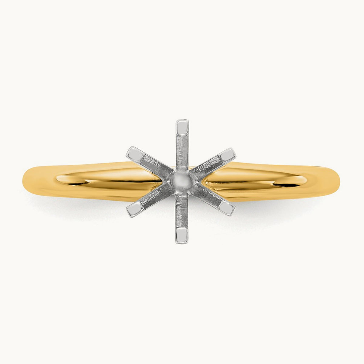 1/8ct. Lightweight Half-Round 6-Prong Ring Mounting, 14K Two-tone