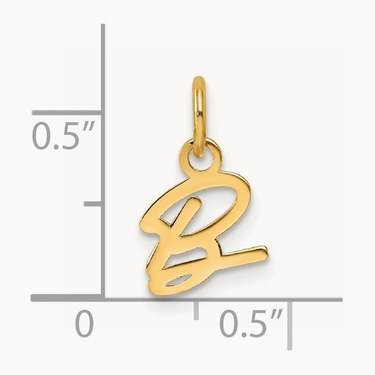 Uppercase Initial Charm — 14K Yellow Gold, B
