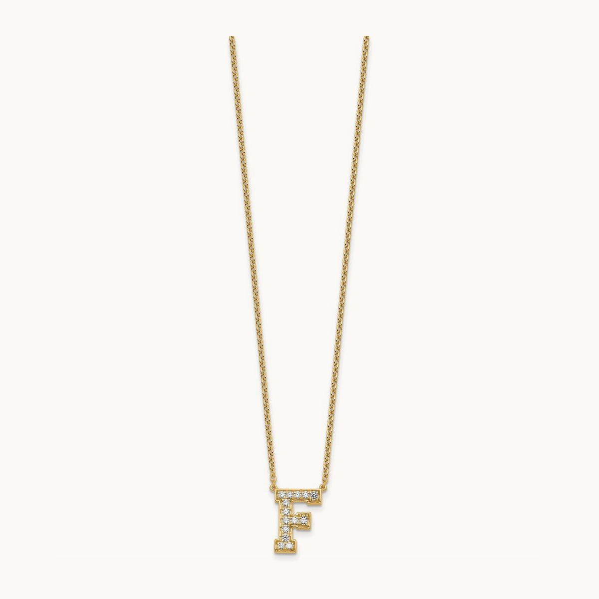 Initial Necklace — 14K Yellow Gold, F, 1/3 ct