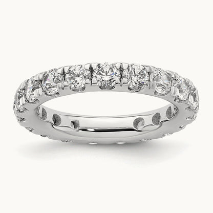 Polished U Shared Prong 2ct Diamond Eternity Band, 14K White Gold