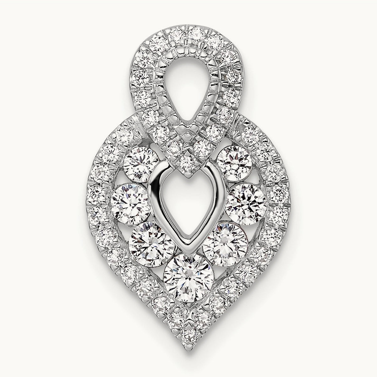Polished Diamond Fancy Chain Slide, 14K White Gold