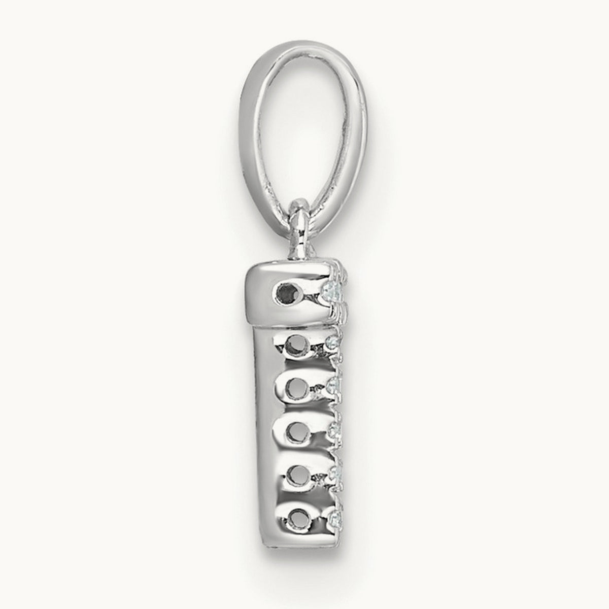 Diamond Initial with Bail Pendant — 14K White Gold, T