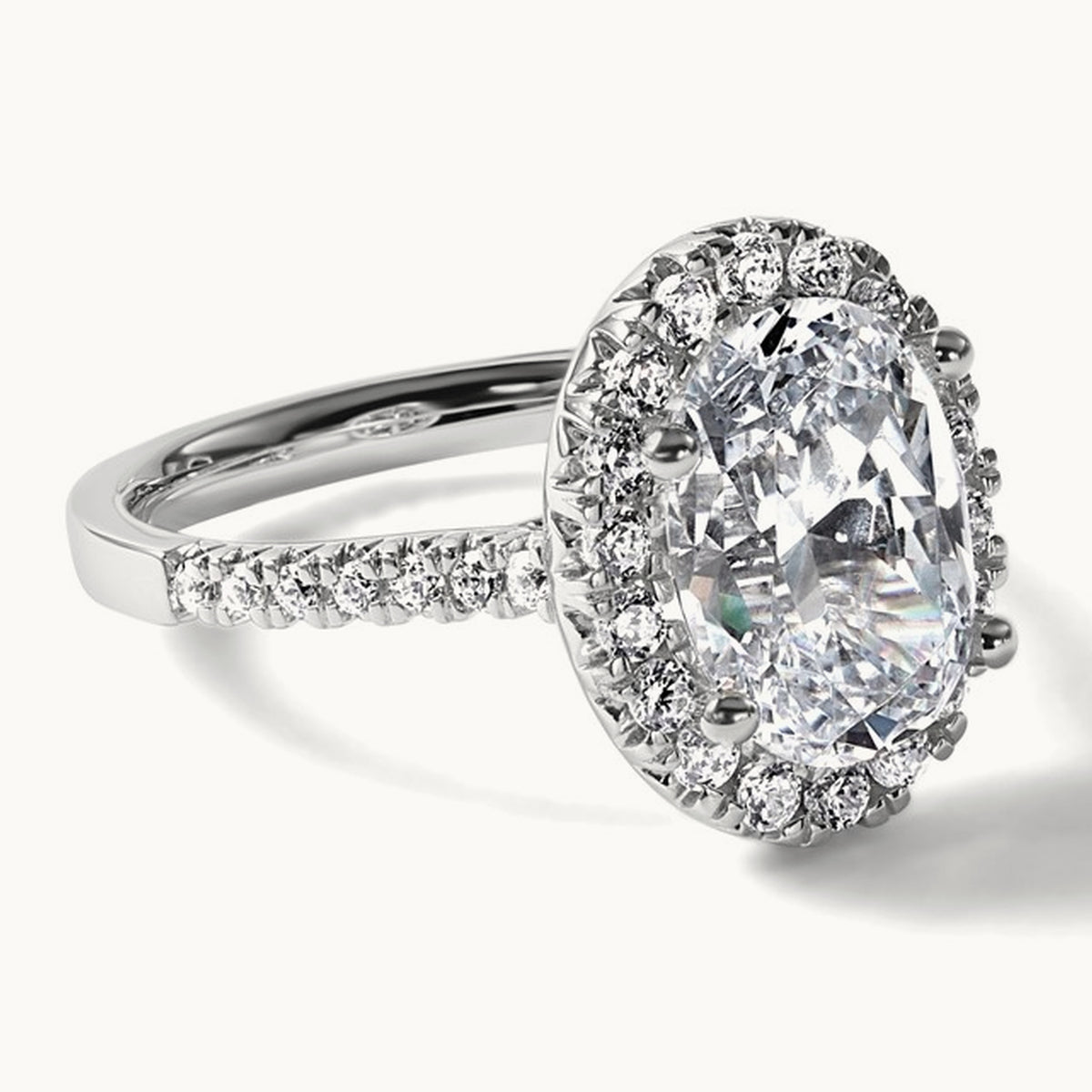 Oval Halo Engagement Ring, 0.25-2.50 ct tw Lab-Grown Diamond — 2 1/2 ct, VS/SI (Great) · Certified, 14K White Gold