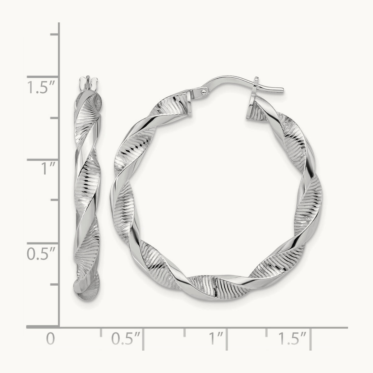 RH-plat Polish/Textured Twist Hoop Earrings, Sterling Silver — Leslie's