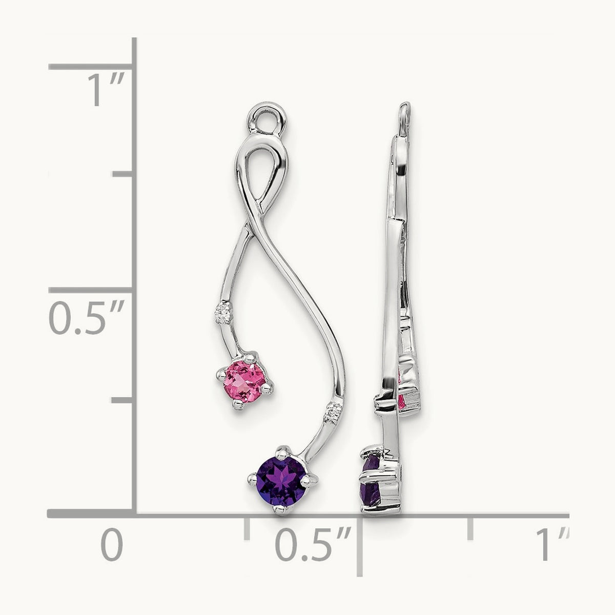 Diamond, Amethyst and Pink Tourm Earring Jackets, 14K White Gold