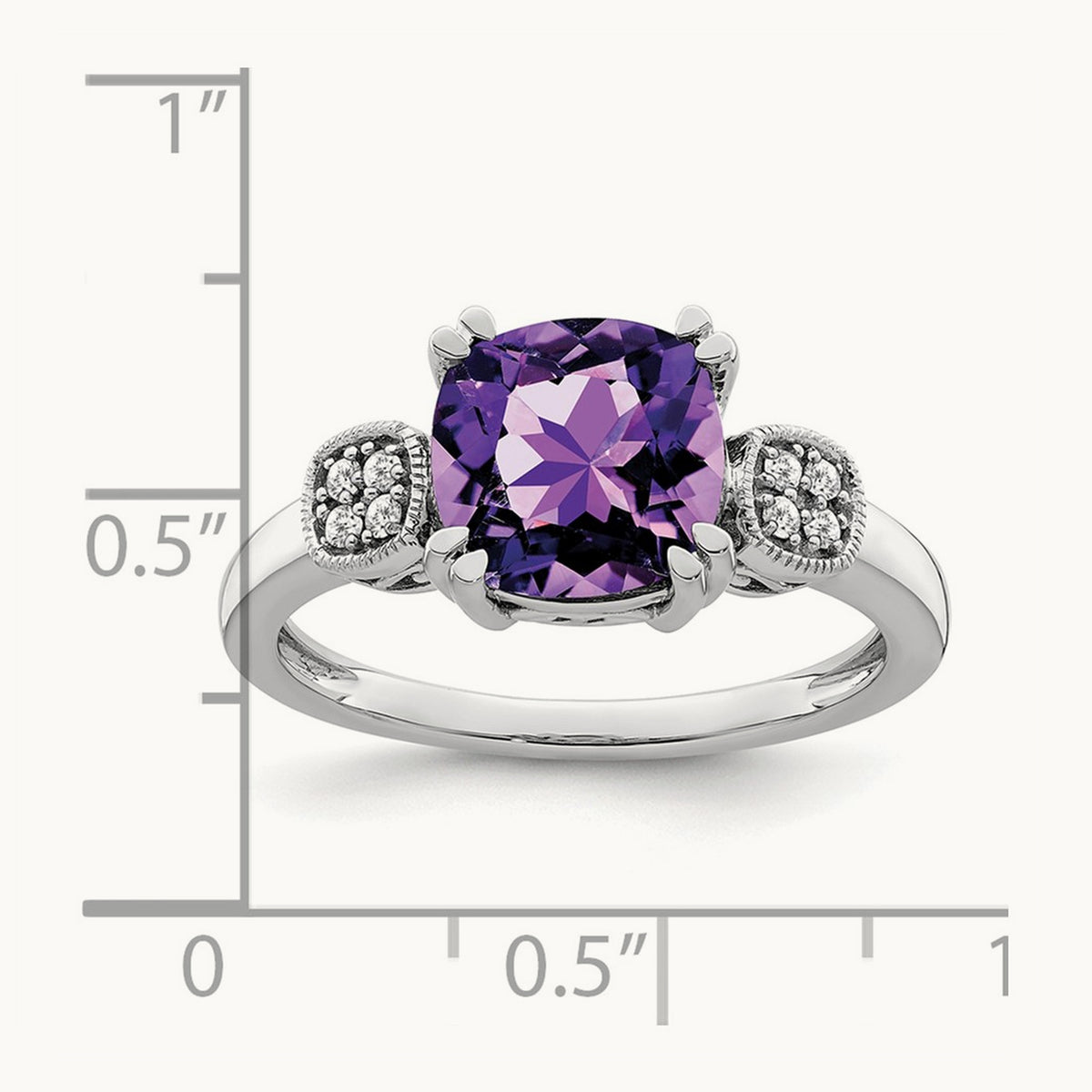 Amethyst and Diamond Ring, 14K White Gold