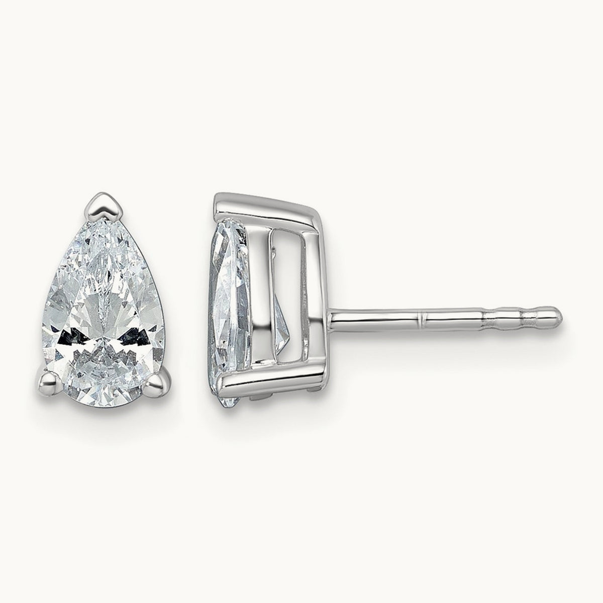 Pear 3 Prong Stud Earrings, 0.50-6.00 ct tw Lab-Grown Diamond — 1 1/2 ct, 14K White Gold