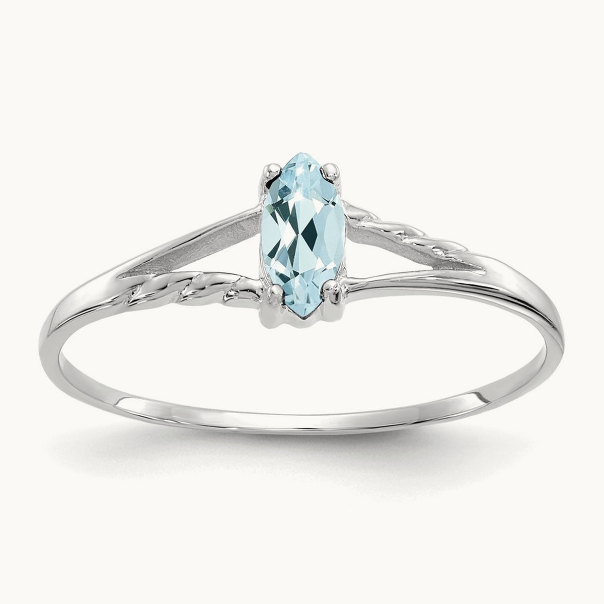 Aquamarine Birthstone Ring, 14K White Gold