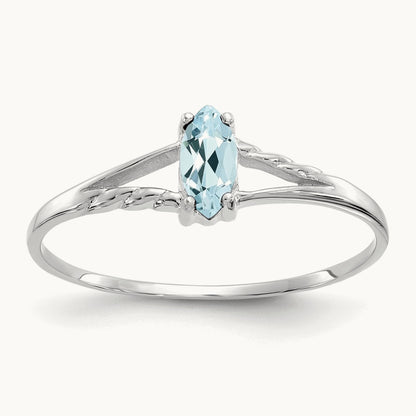 Aquamarine Birthstone Ring, 14K White Gold