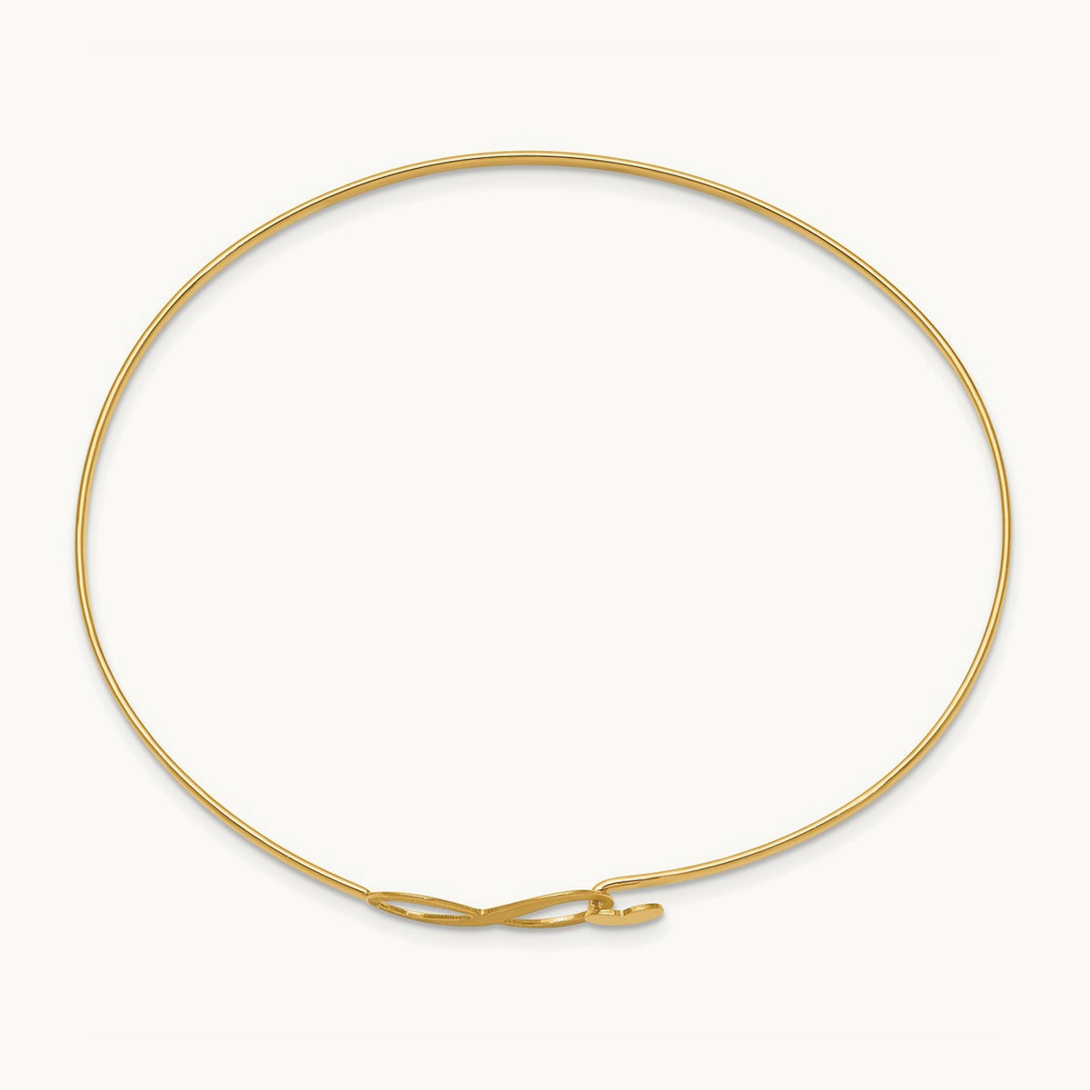 Brushed and Polished Infinity Heart Flexible Bangle, 14K