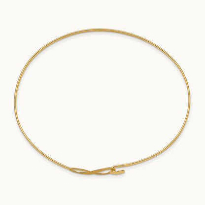 Brushed and Polished Infinity Heart Flexible Bangle, 14K