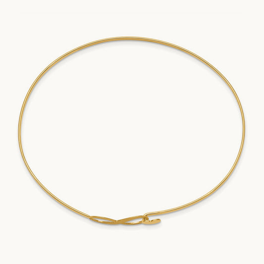 Brushed and Polished Infinity Heart Flexible Bangle, 14K