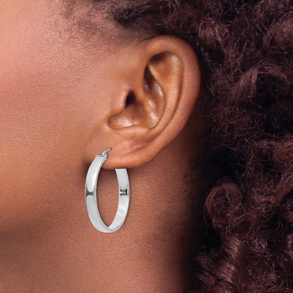 Polished Hoop Earring — 14K White Gold