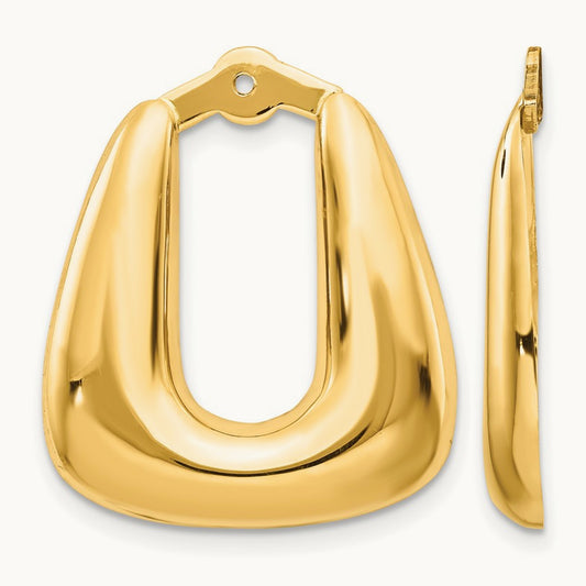 Polished Hoop Earring Jackets — 14K Yellow Gold