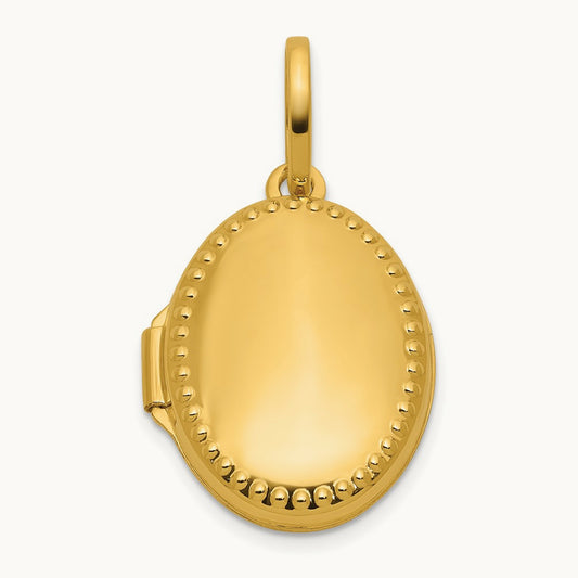 Polished with Border Oval Locket, 17mm, 14K