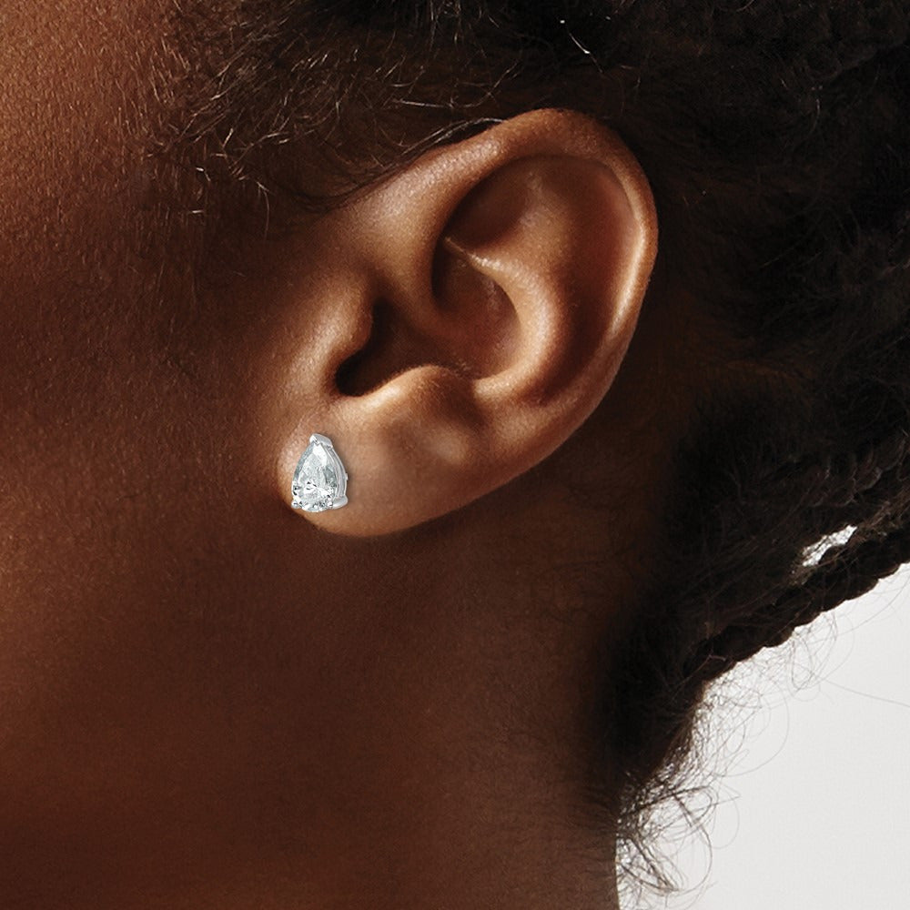 Pear 3 Prong Stud Earrings, 0.50-6.00 ct tw Lab-Grown Diamond — 2 ct, 14K White Gold