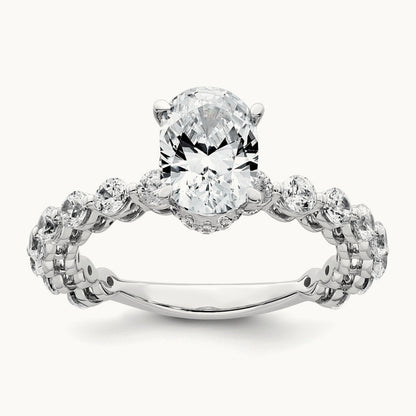 WG Shared Prong Oval Semi-Mount Engagement Ring, 1.25 ct tw Lab-Grown Diamond