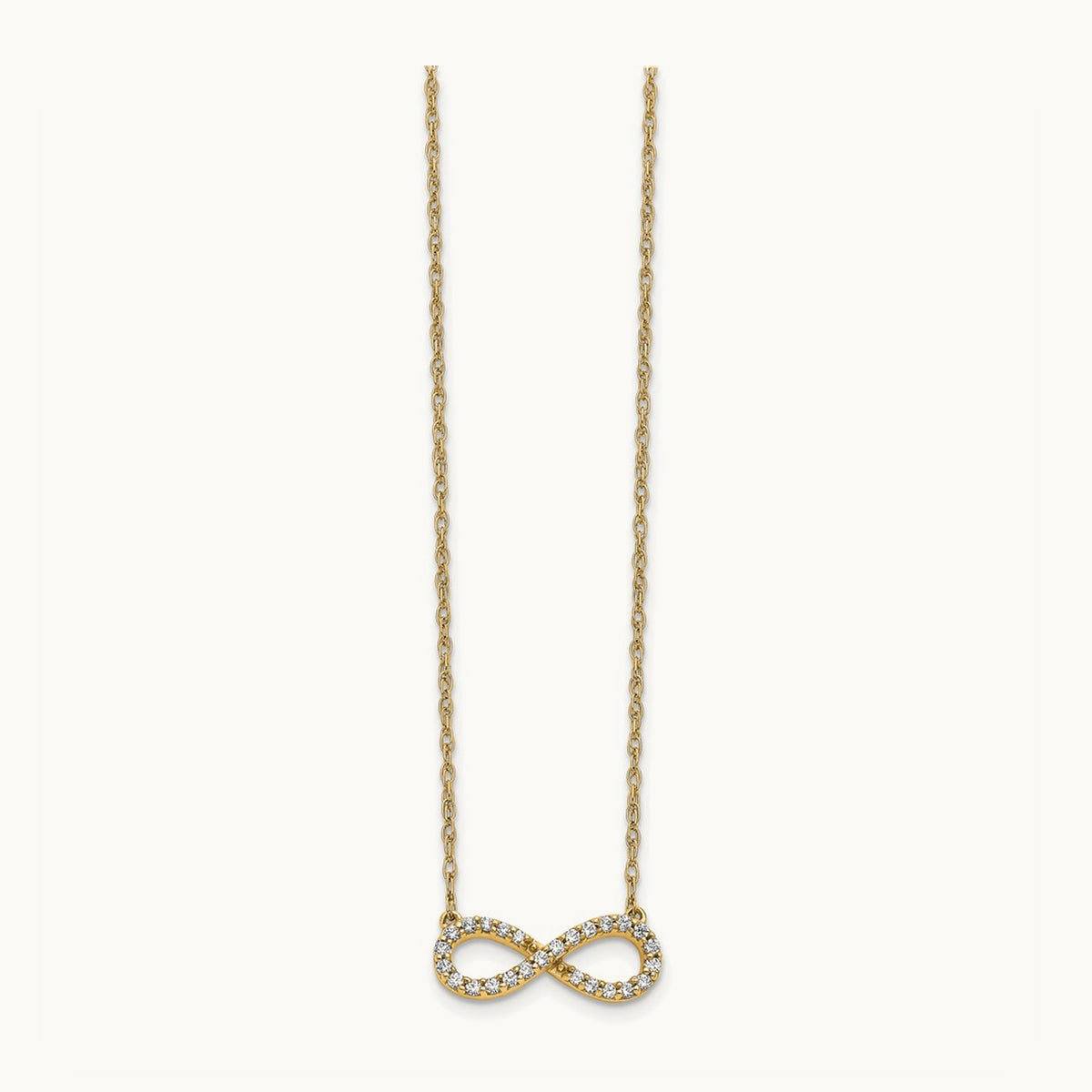 Polished Diamond Infinity Symbol Necklace, 14K Yellow Gold