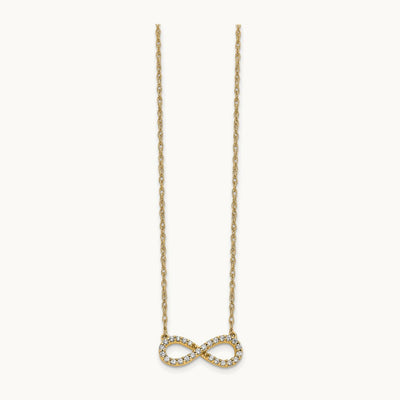 Polished Diamond Infinity Symbol Necklace, 14K Yellow Gold
