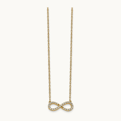 Polished Diamond Infinity Symbol Necklace, 14K Yellow Gold