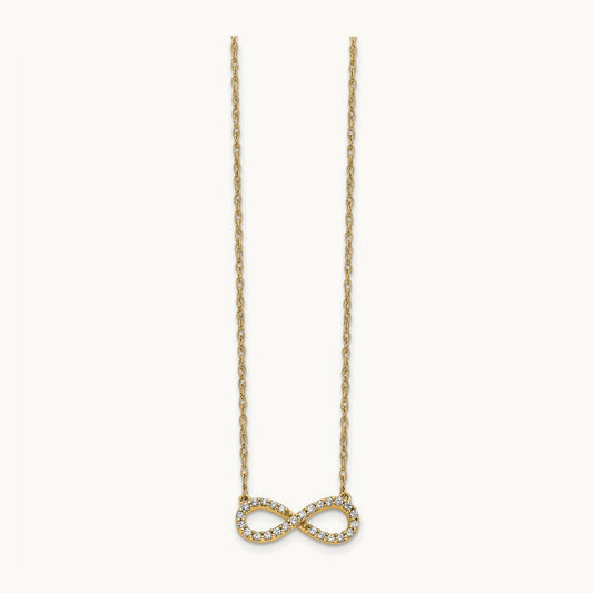 Polished Diamond Infinity Symbol Necklace, 14K Yellow Gold