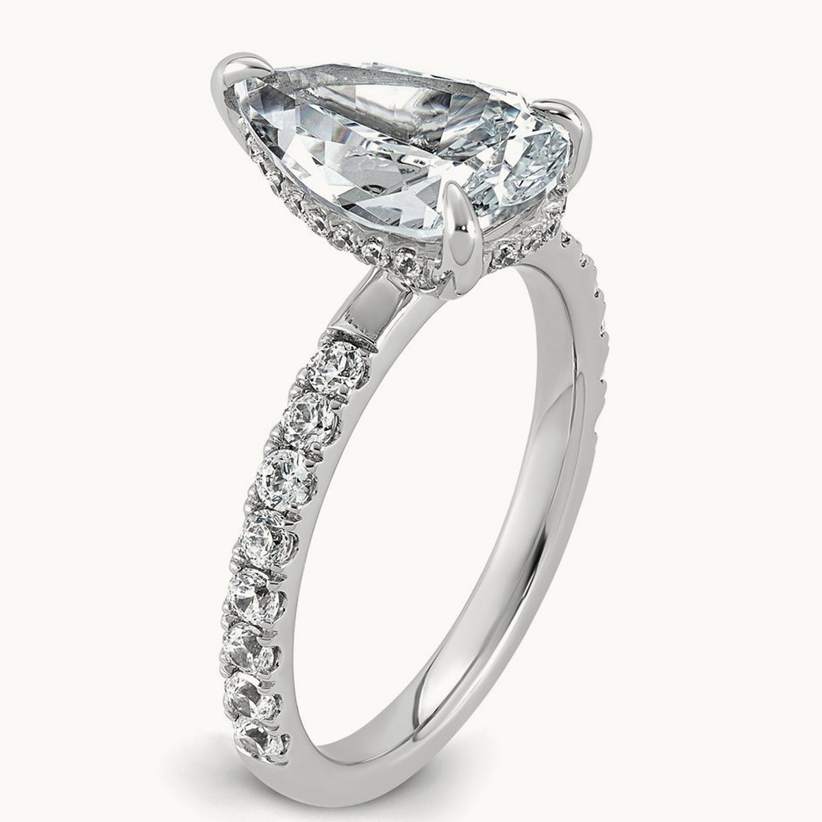 Pear Solitaire Engagement Ring, 1.25-4.75 ct tw Lab-Grown Diamond — 3 1/2 ct, 14K White Gold