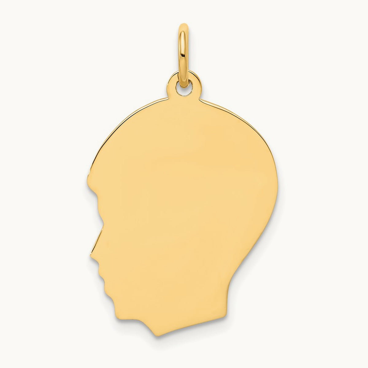 Plain Medium .009 Gauge Facing Left Engravable Boy Head Charm — 27mm