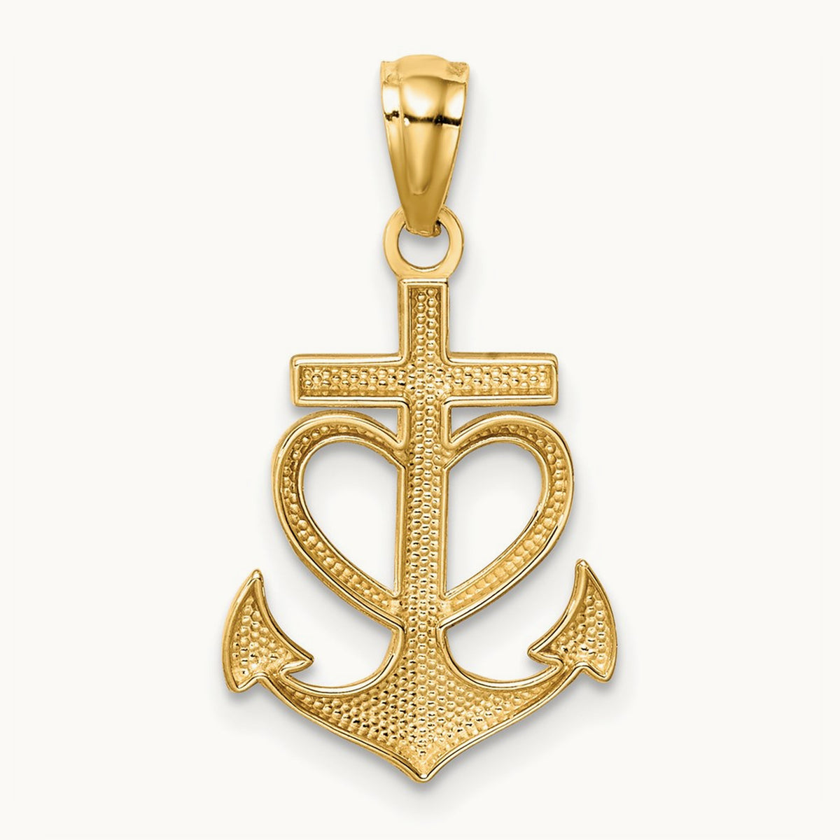 Anchor with Heart Pendant, 14K