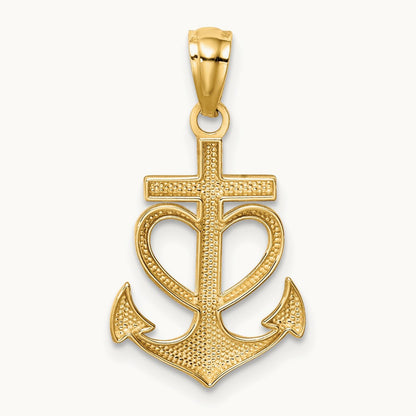 Anchor with Heart Pendant, 14K